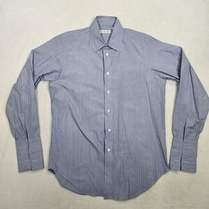 Ascot Chang Men's Shirt Size (L) Lavender Blue Custom Made in Hong Kong Vtg